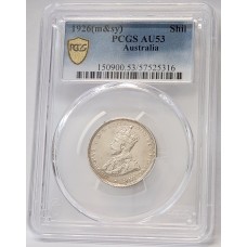 AUSTRALIA 1926 M . ONE 1 SHILLING . PCGS AU53